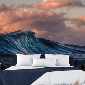 Sea Wallpaper Ocean Wave Wall Mural Dark Nature Peel and Stick ...