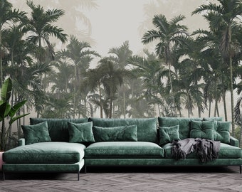 Papel pintado de hojas tropicales, mural de pared exótico, papel pintado autoadhesivo de selva oscura