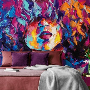 Papier peint d'art, décoration murale moderne colorée, papier peint autocollant