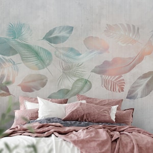 Tropical Leaves Wallpaper, Leaves Wall Art Mural, Tropical Peel and Stick Wallpaper