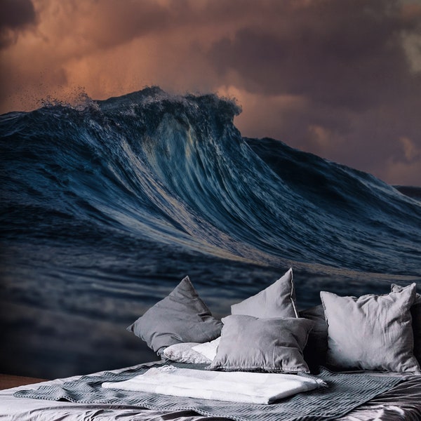 Sea Wallpaper Ocean Wave Wall Mural Dark Nature Peel and Stick Wallpaper