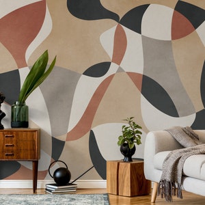 Carta da parati geometrica Boho Arte astratta Murale da parete Stacca e attacca