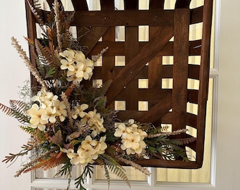 Farmhouse Fall Square Basket Wreath | Fall Wreath | Handmade | Home Decor | Door Wreath | Porch Decor | Wall Decor | Farmhouse