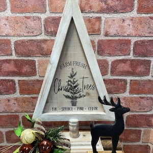 Rustikaler Bauernhaus Holz Weihnachtsbaum | Kaminsims Dekoration | Weihnachtsdekor | Landhaus Dekor