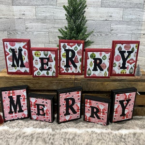 Christmas Merry Word Blocks, Farmhouse, Wood Blocks, Christmas gift, Christmas, Merry, Santa, Christmas Ornaments, Vintage, Retro Xmas