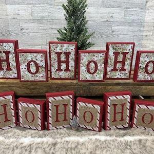 Christmas HoHoHo Word Blocks, Farmhouse, Wood Blocks, Christmas gift, Christmas, HoHoHo, Santa, Christmas Ornaments, Vintage, Retro Xmas