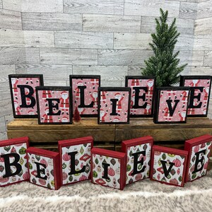 Christmas Believe Word Blocks, Farmhouse, Wood Blocks, Christmas gift, Christmas, Believe, Santa, Christmas Ornaments, Vintage, Retro Xmas