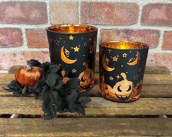 Halloween Glass Tealight Holders  | Halloween Decorations