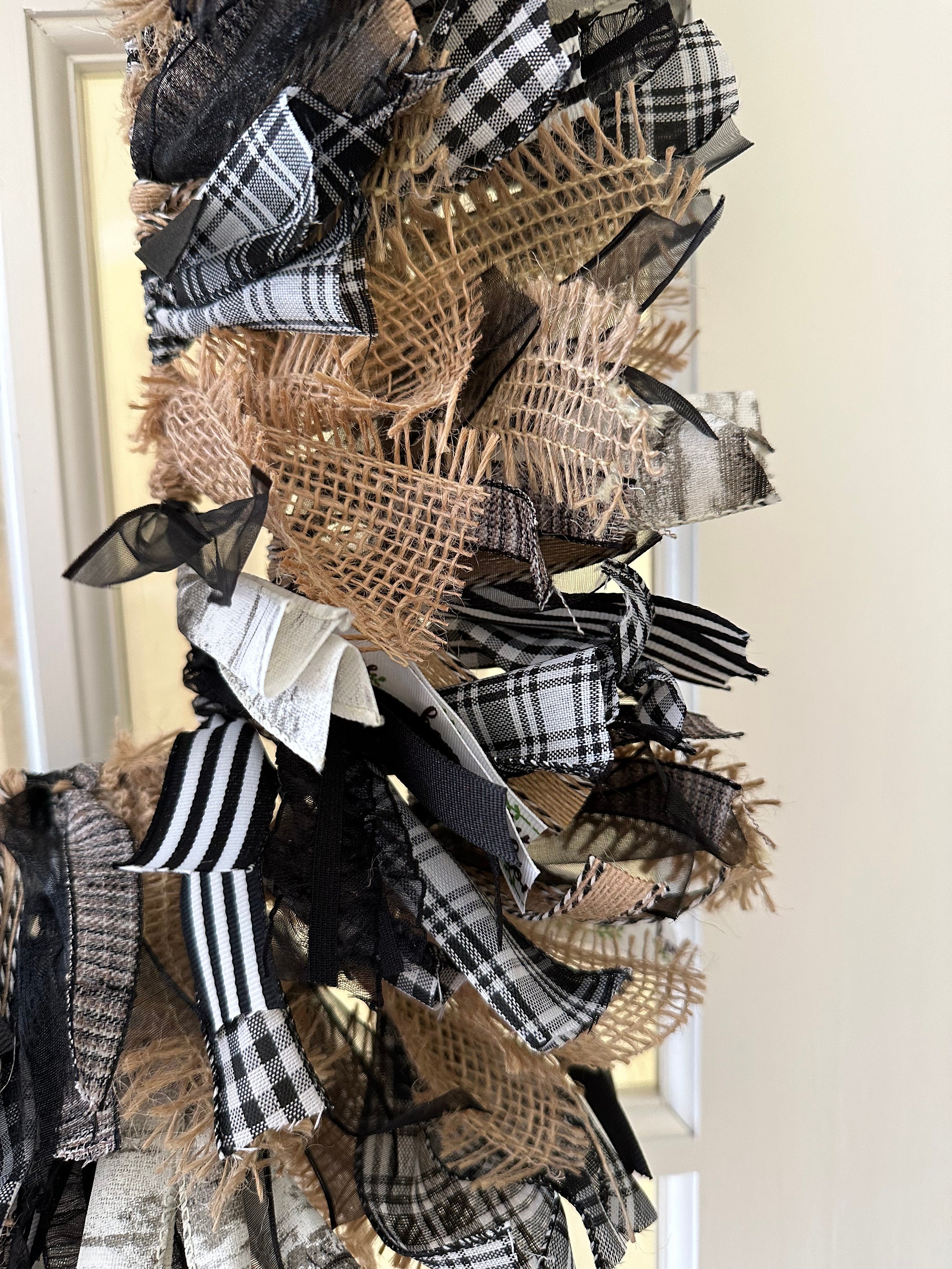 Farmhouse Square Ribbon and Burlap Wreath | Ribbon Wreath | Handmade ...