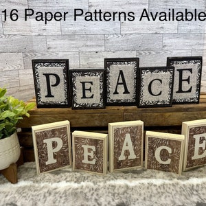 Peace Block Lettering Peace Word Blocks, Farmhouse, Wooden Blocks, Mantel Decor, Personalized ...