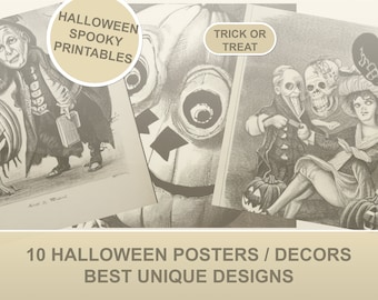 Spooky Halloween Posters, Pumpkin Designs (Digital Download)