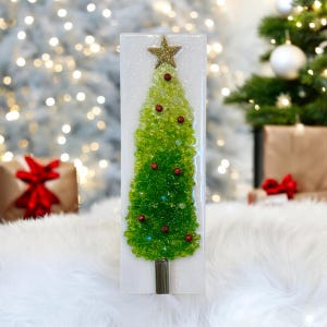 Christmas Tree Art - Festive Holiday Decor - Handcrafted Wall Hanging