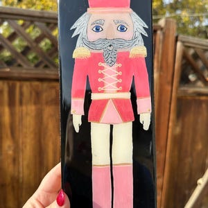 Nutcracker Acrylic Painting on 4x12 Wood Canvas | Resin Embellished Holiday Art | Holiday Decor