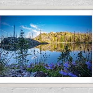 Fine Art Mountain Lake Print - Double Arrow Lake Montana Mountain Glacier National Park Photography Home Wall Decor