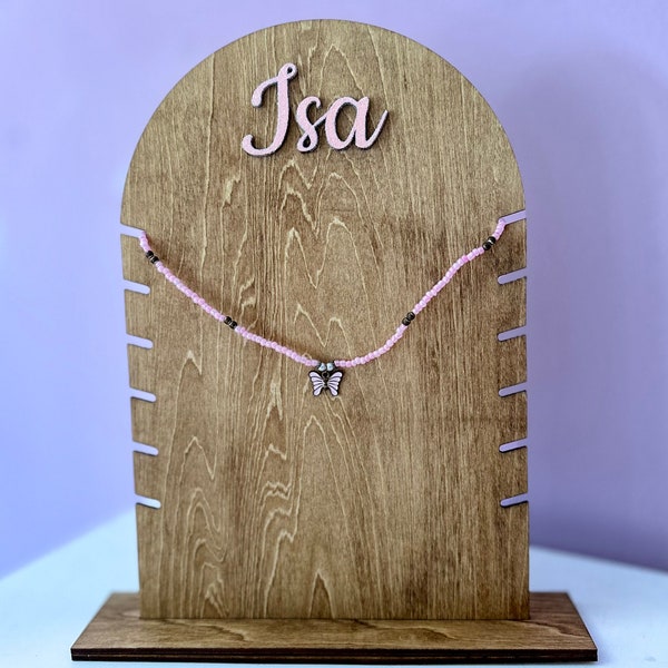 Personalized Necklace Holder - Gift for Girls - Wooden Necklace Display with Name - Jewlery Gift - Necklace Organizer for Girls