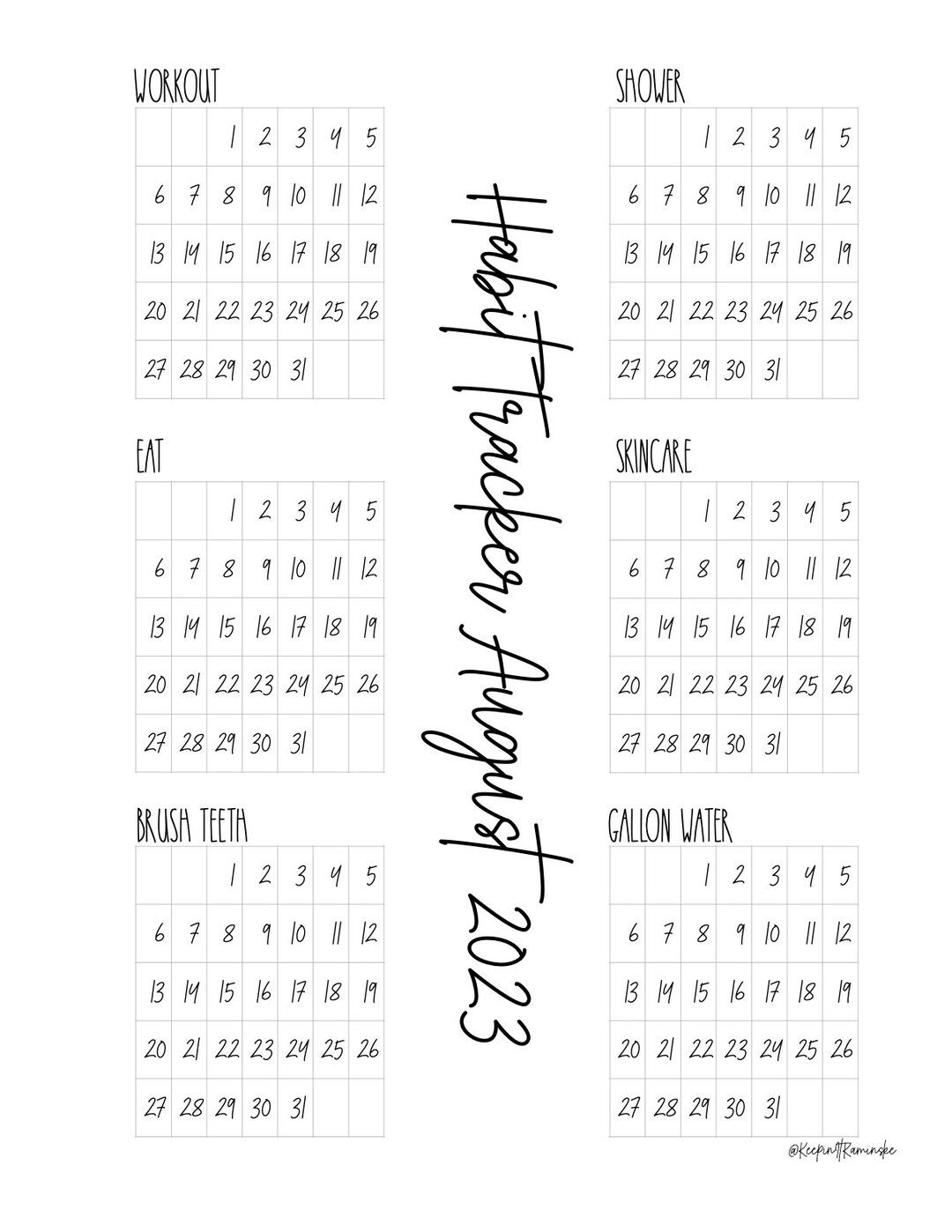 August Monthly Habit Tracker - Etsy
