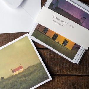 Lot de 5 cartes de voeux - Collection Couleurs et Personnages - Art architectural lumineux - Intérieur vierge - Fabriqué à la main au Royaume-Uni