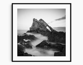 Moody Coastal Wall Art, Black and White Scottish Seascape Print