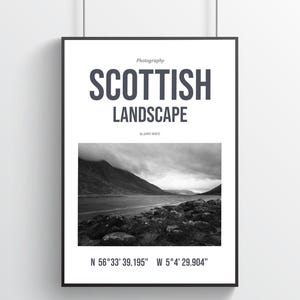 Loch Etive Serenity Fine Art Druck – Schottische See Fotografie, Schwarz-Weiße Natur, Minimalistisches Raumdekor, Limitierte Edition