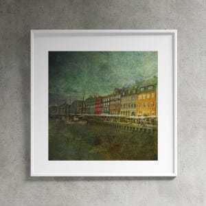 Kopenhagen Nyhavn kunstafdruk | Kleurrijke stedelijke muurkunst | Scandinavische inrichting