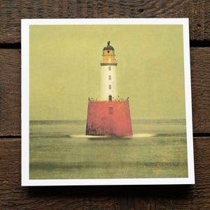 Carte carrée nautique phare rouge - oeuvre d'art encourageante pour toutes les occasions