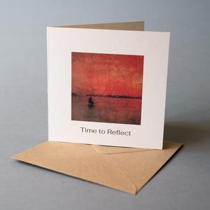 Carte de voeux de pêche réfléchissante - Il est temps de réfléchir / Moments de paix - Carte carrée nature - Fait main au Royaume-Uni
