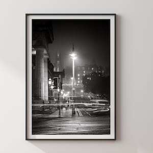 Edinburgh bij nacht-print | Zwart-wit fotografie Schotland | Stedelijke muurkunst