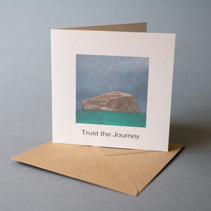 Motiverende vierkante kaart - wenskaart Bass Rock - Vind je weg / kracht van binnen - Handgemaakte kustfotografie VK