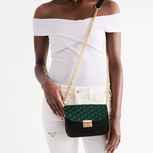 Small Deep Green Faux Leather Shoulder Bag
