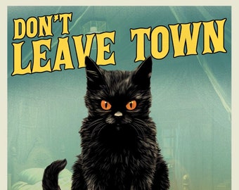 Póster de terror vintage con estampado de gato, 11" x 17", archivo brillante, 100 libras. Papel, Arte de pared de mediados de siglo, ENVÍO GRATIS!!