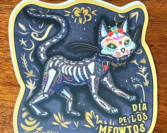Pegatina del gato Día de los Meowtos. Vinilo de alta calidad: apto para lavavajillas, resistente a la intemperie, ¡perfecto para computadoras portátiles, equipaje y botellas de agua!