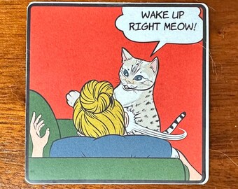 Adhesivo de vinilo estilo Pop Art. Gato de Bengala blanco. Apto para lavavajillas, resistente a la intemperie y de alta calidad.