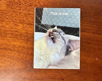 Pegatina de gato "Este soy yo" de humor. 2,3" x 3". Vinilo de alta calidad: ¡apto para lavavajillas y resistente a la intemperie!