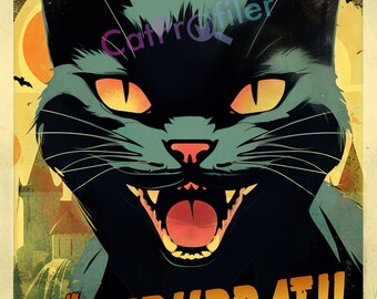 NOSPURRATU Cat Art Print Póster de terror vintage, 11" x 17", archivo brillante 100 libras. Papel, ¡¡ENVÍO GRATIS!!