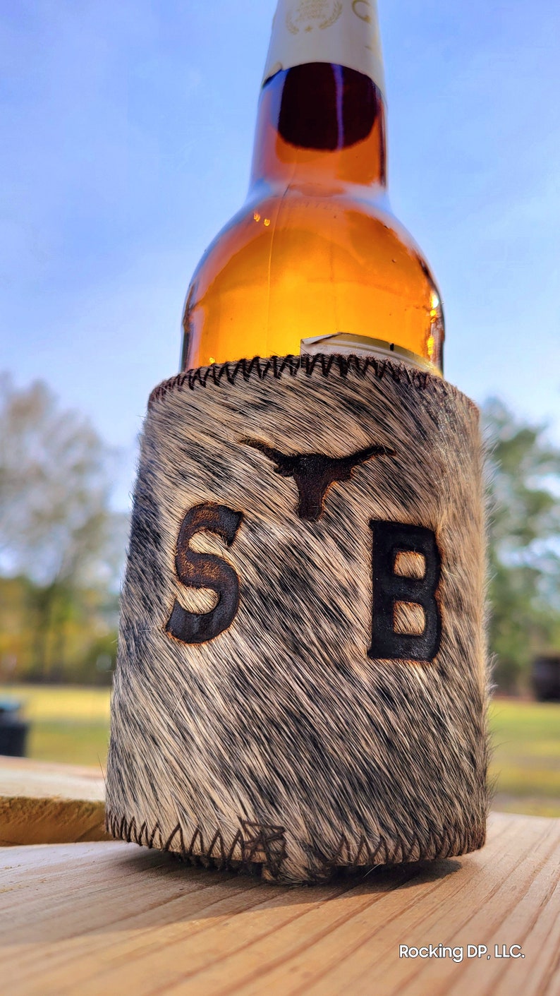 Firebranded Cowhide Koozies Etsy