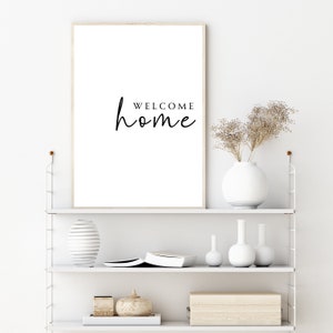 Welcome Home Printable Wall Art, New Home Gift, Digital Print,Entryway Print, Black and White Poster, Home Decor, Modern Art Print,Home Sign