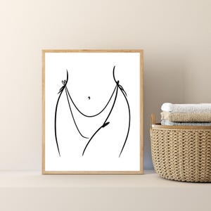 Bathroom Prints, Woman Line Art - Neutral Wall Prints, Female Body Print, Beige Neutral Home, Modern Home Decor,  body line drawing