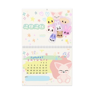 Cute Animal Wall Calendar, Whimsical Decor for Home Office, 2024 Planner, Gift for Kids, Monthly Organizer, Adorable Art