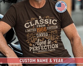 Personalized 60th Birthday Party Shirt For Men Custom Name Gift Vintage 1966 Limited Edition Milestone Keepsake