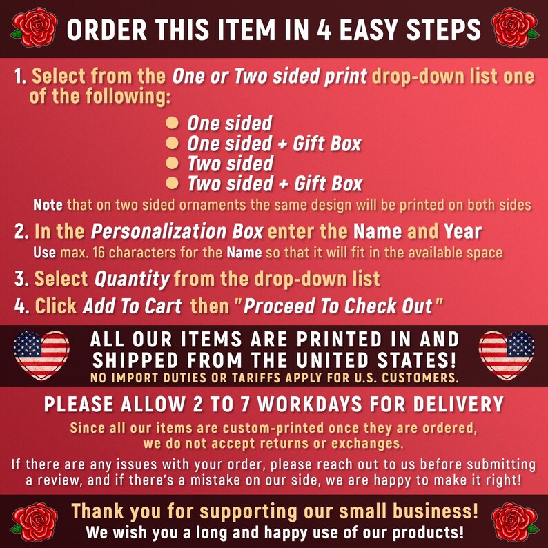 This Photo Card shows the 4 easy steps to take to buy this round shape white ceramic Christmas ornament.