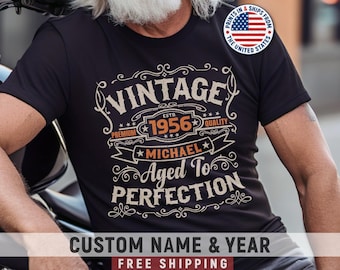Personalized 70th Birthday Shirt For Men, 70 Year Old Gift For Dad, Retro Vintage Since 1956 Tshirt For Grandpa Custom Party Tee For Husband