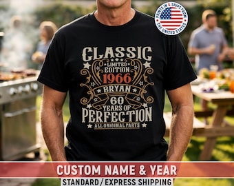 Personalized 60th Birthday Gift For Men Custom Name Vintage 1966 T-shirt Milestone Keepsake