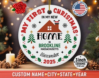 Personalized First Christmas In New Home Ceramic Ornament Gift Custom Name Milestone Keepsake Decor