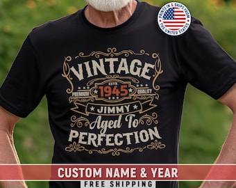 Personalized 80th Birthday Party Shirt For Men Custom Name Vintage 1946 Milestone Keepsake Gift