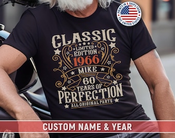 Personalized 60th Birthday Shirt For Men Retro Vintage 1966 Tee For Dad 60 Years Of Perfection Gift For Him Limited Edition Gifts For Friend