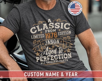 Personalized 50th Birthday Party Gift For Men Custom Name Shirt Vintage 1976 Limited Edition Milestone Keepsake