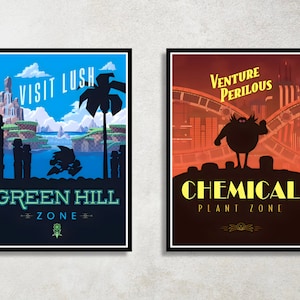 Set of 2 Sonic the Hedgehog Digital Download Poster Bundle for bedroom decor, party decor, game room decor, etc
