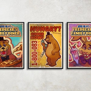Set of 3 Five Night’s at Freddy’s Digital Download Poster Bundle for bedroom decor, party decor, game room decor, etc