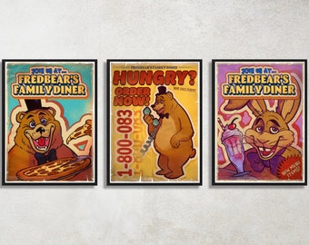 Set of 3 Five Night’s at Freddy’s Digital Download Poster Bundle for bedroom decor, party decor, game room decor, etc