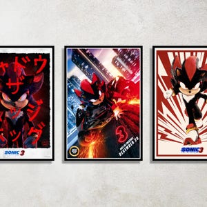 Set of 3 Sonic the Hedgehog Digital Download Poster Bundle for bedroom decor, party decor, game room decor, etc
